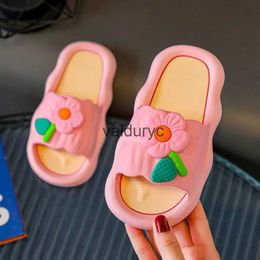 Slipper 2024 Summer New Cartoon Girl Slippers Soft Sole Home Shoes Anti Slip Sandals Flower Kid Flip Flops H240506