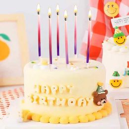 3PCS Candles Colorful Gradient Thread Cake Happy Birthday Candle Party Pencil Long Candle Childrens Princess Festival Event Decoration