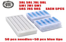 Assorted Sterilised Tattoo Needles and Disposable Tubes Tips Mixed 10 Sizes 3RL 5RL 7RL 9RL 5RS 7RS 9RS 5M1 7M1 9M1 kits set9591990