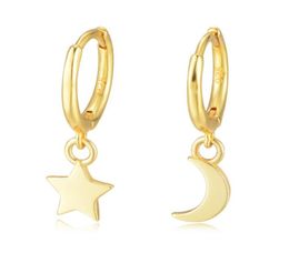 Star Moon Hoop Huggie Earrings Jewellery 14K Yellow Gold Plated 925 Sterling Silver For Women Party Gift1178052