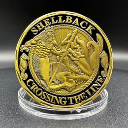 Shellback Crossing Theline Challenge Coin Collectibles US Army Navy Badge Souvenir Bronze Military Commemorative Medal 240416