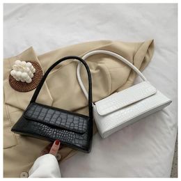 Shoulder Bags Korea Ulzzang Crocodile Pattern Handbag Office Lady PU Casual Chic Ins Vintage Large-capacity Fashion Women Bag