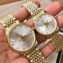 New Top quality Women Men G Timeless Slim Quartz Watch Stainless Steel Bee Dial Couple Clock 38mm 29mm