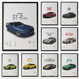 pop wall art supercar modern high-definition canvas oil painting posters and prints home bedroom and living room decoration gifts J240505