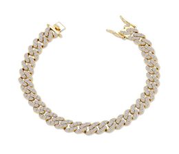 Women Bracelets Jewellery 8mm Width 18K Gold Rhodium Plated Cuban Chain Bracelets Luxury Bling Zircon Bracelets5153624