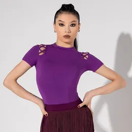 Stage Wear Short Sleeve O Neck Tops Female Latin Dance Dress For Women Performance Belly Modern Dancing Dresses DA861