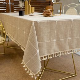 Pads Gerring Dining Table Tablecloth Embroidery Tassel Table Cover Kitchen Party Outdoor Christmas Decorative Linen Table Cloth