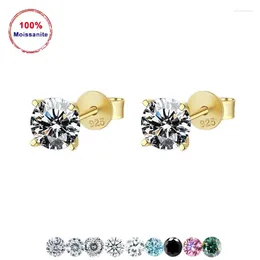 Stud Earrings Classic 4 Claw Plated 18K Gold 925 Sterling Silver Moissanite 0.3ct-2ct With GRA Certificate Jewellery