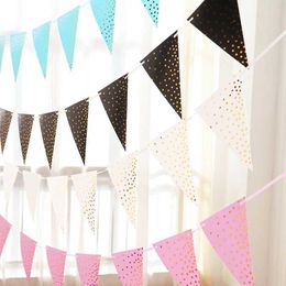 Banner Flags Hot Stamping Pennant Festive Party Dress Up Supplies Birthday Pull Flag Banner Dot Decoration Bunting S1220