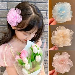 Hair Accessories Mesh Flower Children's Clip Sweet And Cute Princess Style Side Headdress Girl Baby Duckbill