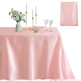 Table Cloth Rose Pink Satin Tablecloth Rectangle Wedding Party Cover Solid Color Banquet Restaurant Dining Decor