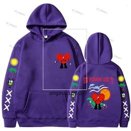 Erkek Hoodies Sweatshirts Kötü Tavşan Un Verano Sin Ti Grafikler Çift Taraflı Baskı Hoodie Kadınlar Büyük Boy Unisex Sakat Giyim Katları 7152