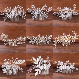 Headbands Crystal Pearl Water Diamond Wedding Hair Comb Female Bride Hair Accessories Jewellery Bride Hair Comb Q240506