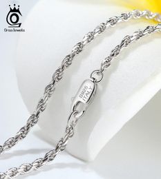 ORSA JEWELS DiamondCut Rope Chain Necklaces Real 925 Silver 12mm 15mm 17mm Neck Chain for Women Men Jewellery Gift OSC298140700