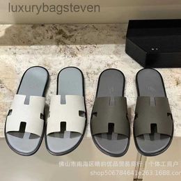 Fashion Original Hremms Designer Slippers Mens h Slippers Flat Bottomed Slippers Straight Line Slippers Beach Shoes with 1:1 Logo