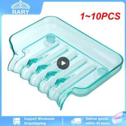 Dishes 1~10PCS Creative Waterfall Soap Holder NonSlip Soap Dish Suction Cup Drain Soap Shower Soap Container Plastic Soap Tray For