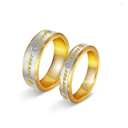 With Side Stones Sexy Mom Fashion Titanium Steel Ring High Quality Gold Wedding Engagement Rings For Men Women