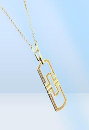 Europe America Fashion Style Lady 316L Titanium steel B Letter 18K Plated Gold Long Necklaces With Hollow Out Full Diamond Pendant4848505