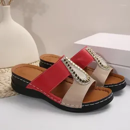 Slippers Female Shoes Solid Colour Non-slip 2024 Summer Women's Casual Comfortable Wedge Heel Large Size
