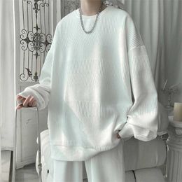 Men's Hoodies Sweatshirts 2024 Hoodie Jacquard Sweatshirt Mens White Pullover Street Clothing Casual Fashion Mens Super Size Korean Harajuku T-shirt Q240506
