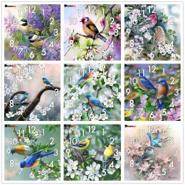 Stitch Dpsprue Full Diamond Painting Cross Stitch With Clock Mechanism Mosaic 5D Diy Square Round Animal Bird 3d Embroidery Gift HG210