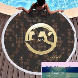 Fashion Factory Direct Sales Tide Brand round Printed Beach Towel Microfiber plus Tassel Feel Soft Beach Towel