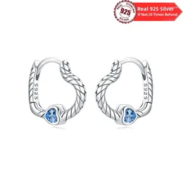 Hoop Earrings 2024 Real 925 Sterling Silver Snake Bone Heart-shaped Earring For Women Making Jewellery Gift Wedding Party Engagement
