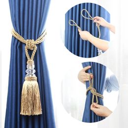 1Pc Tassel Curtain Tieback Rope Window Accessories Crystal Beaded Decorative Gold Cord for Curtains Buckle Room 240429