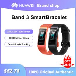 Wristbands Original Huawei Smart Band 3 Colour AMOLED Screen Blood Oxygen Heart Rate Fitness Tracker Bluetooth Waterproof Men SmartBracelet