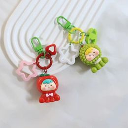 Keychains Resin Grain Duomei Keychain Mini Kawaii Cute Bag Pendant Strawberry Keyring Fruit Car Key