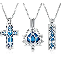 Pendant Necklaces 3 Pack Urn Necklace For Ashes Holder Women Girls Gift Lotus Cross Cylinder Urns Cremation Jewellery