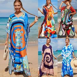 Cotton Printed Cover Up Vacation Skirt Beach Swimwear Bikini Topping Robe For Women