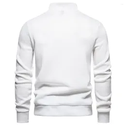 Men's Sweaters Men Daily Sweater Stylish Mid Length Pullover Button High Collar Slim Fit Thick Warmth For Fall Winter Solid Colour