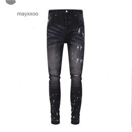 Black Demin Mor Kot Canlı Erkek Yüksek Moda Sokağı Jean Paint 2024 Marka Amiirii American J3C0
