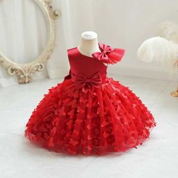 Girl's Dresses 12M-7Years Baby Toddler Bowknot 3D Butterfly Birthday Party Dress Girls Pageant Dance Party Gown