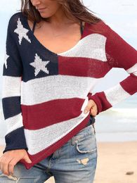 Women's Sweaters Womens American Flag Sweatershirt Jumper Long Sleeve Letter Print Cute Top 4th Of July Pullover Sweater