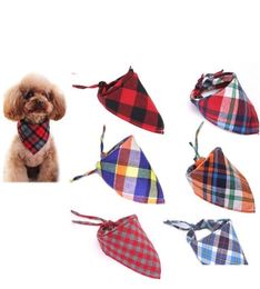 new fashion dog pet plaid scarf clothing triangular bandage collar cotton ish saliva towels shipping ZOVwQ2195217