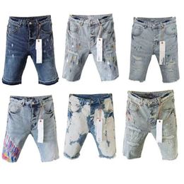 Purple Designer Mens Jeans hot Shorts brand Hip Hop Casual short Knee lenght jean clothing 29-40 Size