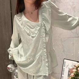 Women's Sleepwear Thin Section Jacquard Pajamas Sets Spring And Fall Senior Sense Of Elegance Ice Silk Home Wear