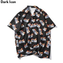 Men's Casual Shirts Dark Flame Dollar Button Down Mens Shirt Summer Vintage Strt Shirts Man Clothes Black Y240506