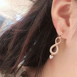 Swarovskis Earring Designer Women Top Quality Luxury Fashion Charm Austria Crystal Eternal Love Romantic 8 Symbol Earrings Full Diamonds With Digital 8 Detachable