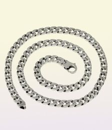 100 Solid S925 Sterling Silver Miami Cuban Chains Necklace For Mens Womens Fine Jewellery Lock 7mm 50 55 60CM Tank Clasp Chain X0505243078