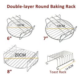 Accessories Baking Tray Skewers Air Fryer Stainless Steel Holder BBQ Rack Double Layer Grill Baking Tray Replacement Barbecue Kitchen Tools