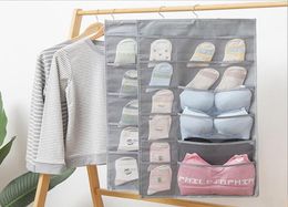 home dorm hanging closet organizer mesh pockets bedroom bra underwear sock storage double sided wardrobe hanger organsier4824228