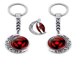 Sharingan Eye Keychain Accessories 360 Degree Rotating Moon Pendant Uchiha Sasuke Kakashi Anime Keychains Charms Metal Key Ring G18952216