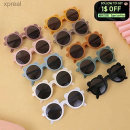 Sunglasses Girls and boys cute bear cartoon sunglasses UV400 childrens retro round frame sunglasses outdoor glasses baby sunshades WX