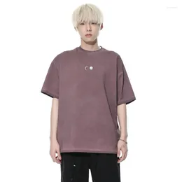 Men's T Shirts SYUHGFA Korean Streetwear T-shirt Personalized Design Metal Logo Baggy Male Short Sleeve Tops Casual 2024 Summer
