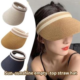 Wide Brim Hats Summer Empty Straw Hat Headband Opening Adjustable Sunblock Korean Grass Version Sunshade Travel Woven R6A5