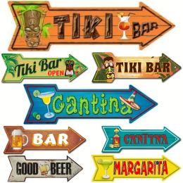 Decorations 1pc Tiki Bar Novelty Metal Arrow Sign, Funny Decor For Home/ Garden/ Kitchen/ Bar/ Cafe/ Restaurant/ Garage Wall Decor