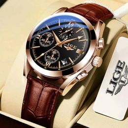 Wristwatches Fashion Mens Watches Top Military Quartz Watch Man Premium Leather Waterproof Sport Chronograph Men Clock